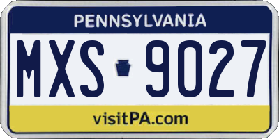 PA license plate MXS9027