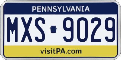 PA license plate MXS9029