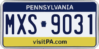 PA license plate MXS9031