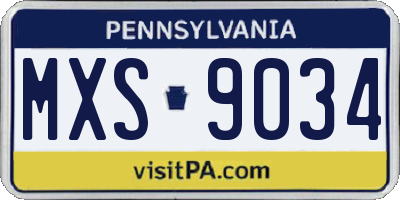 PA license plate MXS9034