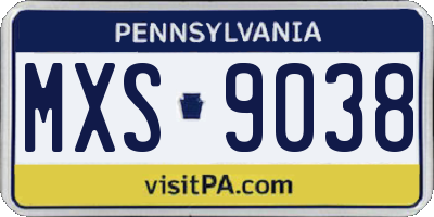 PA license plate MXS9038