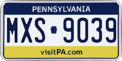 PA license plate MXS9039