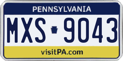 PA license plate MXS9043