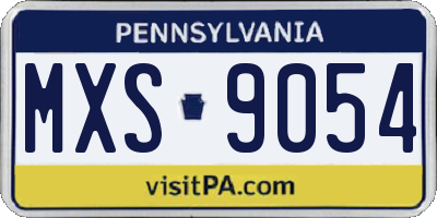 PA license plate MXS9054