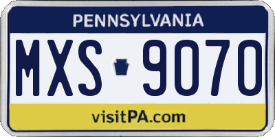 PA license plate MXS9070