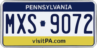 PA license plate MXS9072