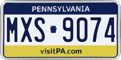 PA license plate MXS9074