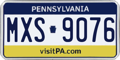 PA license plate MXS9076