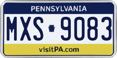 PA license plate MXS9083
