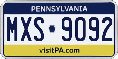 PA license plate MXS9092
