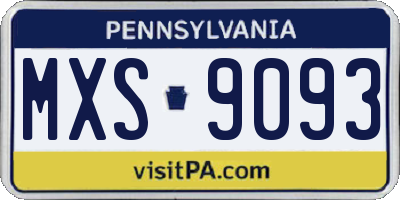 PA license plate MXS9093