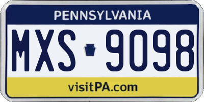PA license plate MXS9098