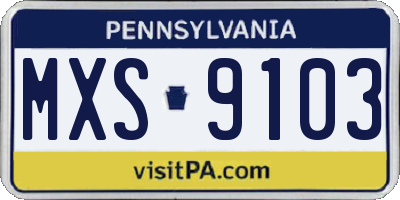 PA license plate MXS9103