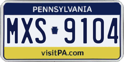 PA license plate MXS9104