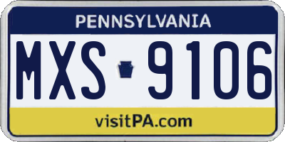 PA license plate MXS9106