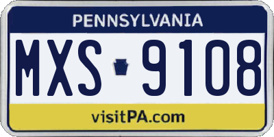 PA license plate MXS9108