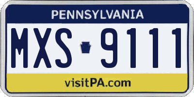 PA license plate MXS9111