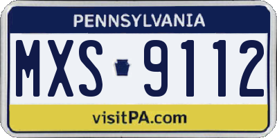 PA license plate MXS9112