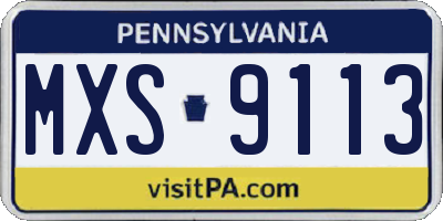 PA license plate MXS9113