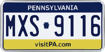 PA license plate MXS9116