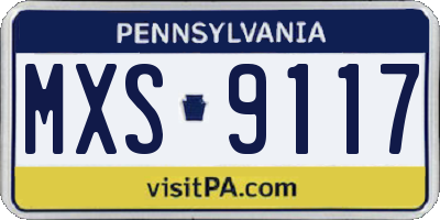 PA license plate MXS9117