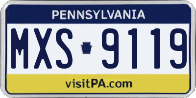 PA license plate MXS9119