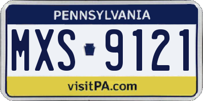 PA license plate MXS9121