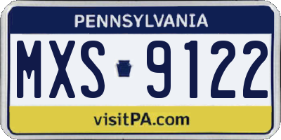 PA license plate MXS9122