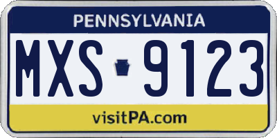 PA license plate MXS9123