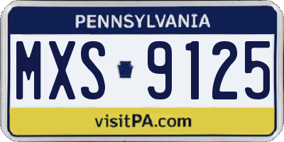 PA license plate MXS9125