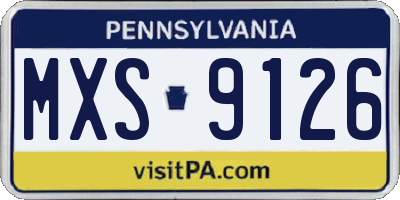 PA license plate MXS9126