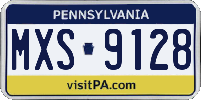 PA license plate MXS9128