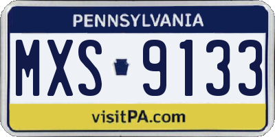 PA license plate MXS9133