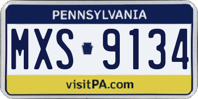 PA license plate MXS9134