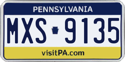 PA license plate MXS9135