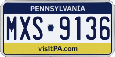 PA license plate MXS9136