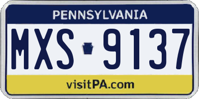 PA license plate MXS9137