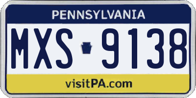 PA license plate MXS9138