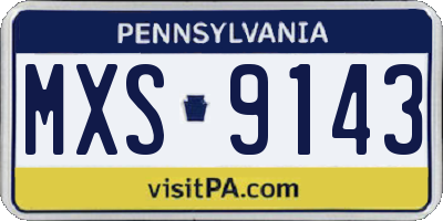 PA license plate MXS9143