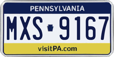 PA license plate MXS9167