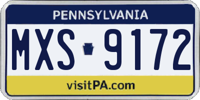 PA license plate MXS9172