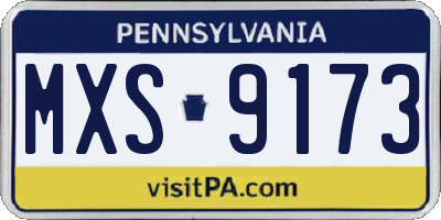 PA license plate MXS9173