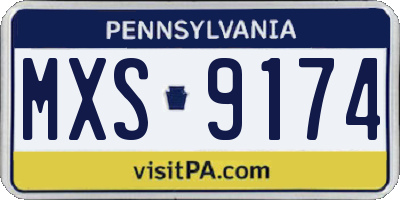 PA license plate MXS9174