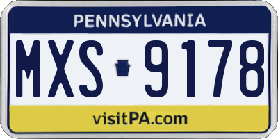 PA license plate MXS9178