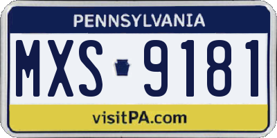 PA license plate MXS9181