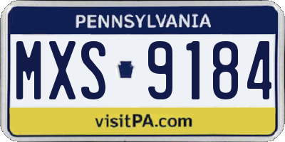 PA license plate MXS9184