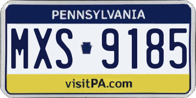 PA license plate MXS9185