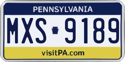 PA license plate MXS9189