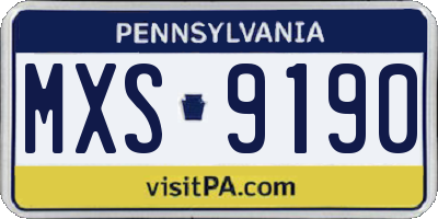 PA license plate MXS9190