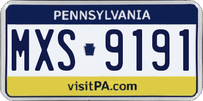 PA license plate MXS9191